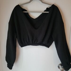 Nasty Gal Black Puff Sleeve Cropped Top